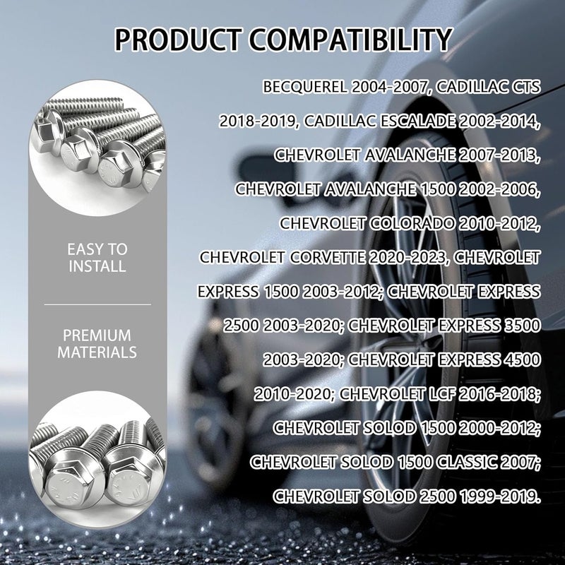 SWQS 12PCS ES75120 5.3 LS Exhaust Manifold Bolts, 10.9 Header Bolts Exhaust Manifold Hardware Kit Replacement for Chevy Silverado Suburban Gmc Buick LS Series Engines LSX LS2 LS3 LS6 LS7 - Image 4